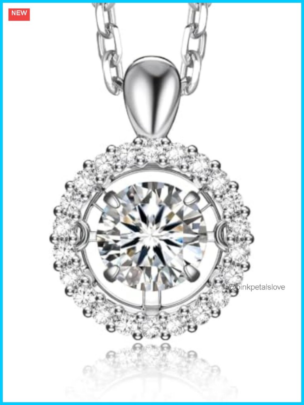 Moissanite Halo Pendant Necklace 1 Carat Sterling Silver